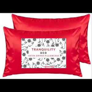 2 Satin Red Pillowcase Queen Zipper Closure